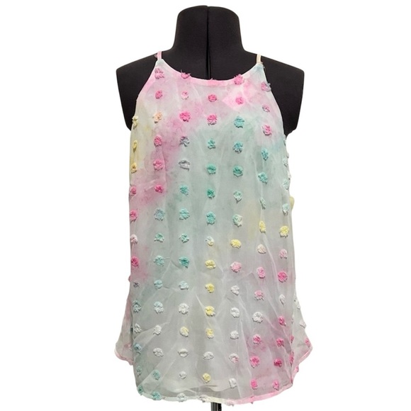 ANDREE BY UNIT Pastel Multicolor Polka Dot Tank Top Size S - Picture 1 of 7